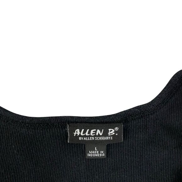 Allen B Tank Top Womens Size Large Black Knit Button Bow Work Office Casual - Picture 9 of 10